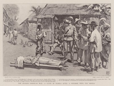 スペイン系アメリカ人戦争、反乱軍との小競り合いの後のマニラの場面 作： George Percy Jacomb Hood